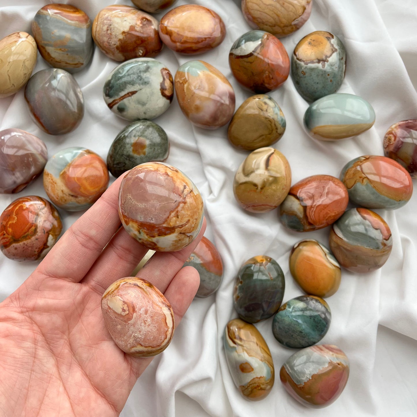 Polychrome Jasper Palm Stones