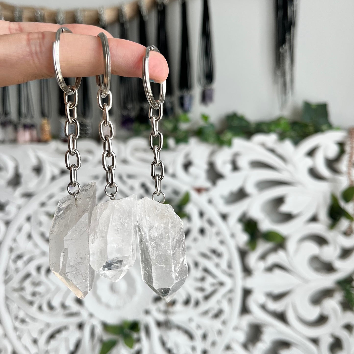 Clear Quartz Keychain