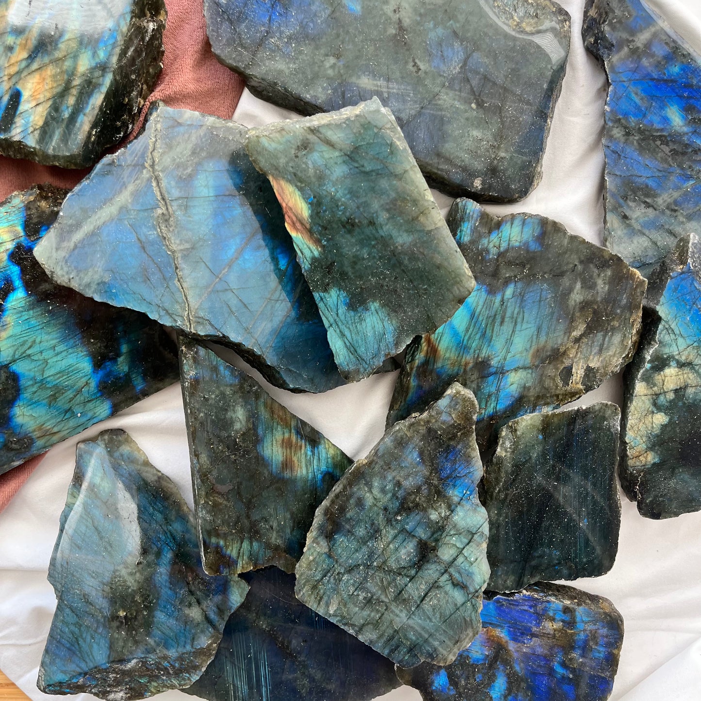 Half Polished Labradorite Slabs