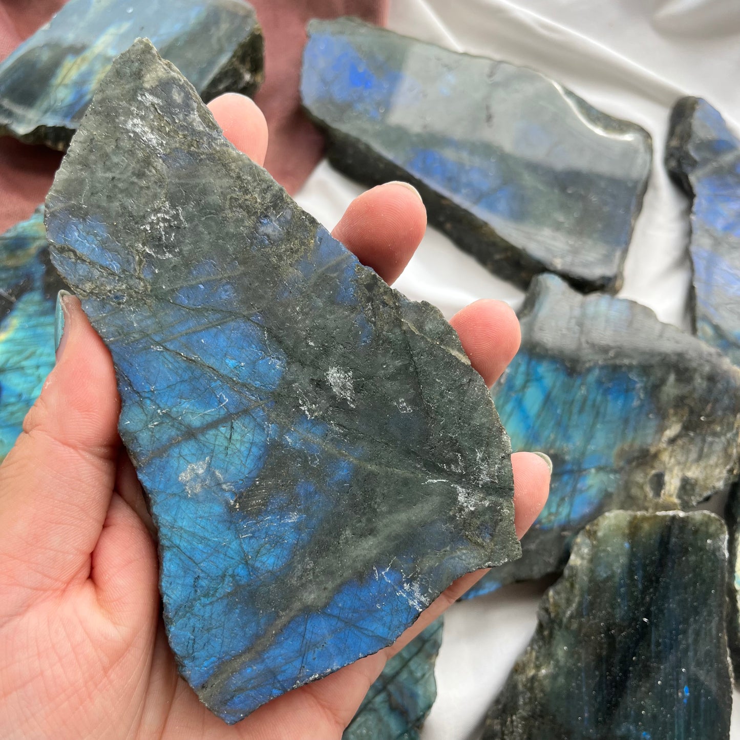 Half Polished Labradorite Slabs