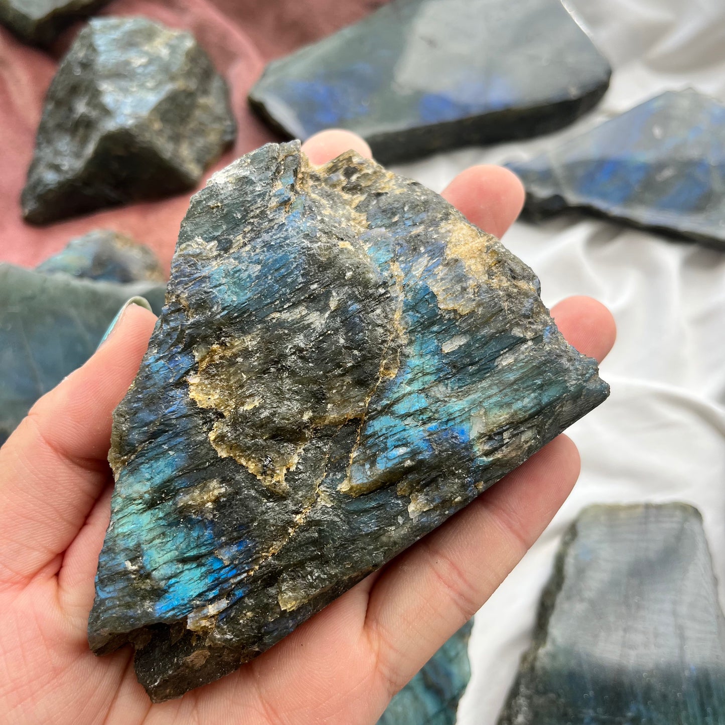 Half Polished Labradorite Slabs