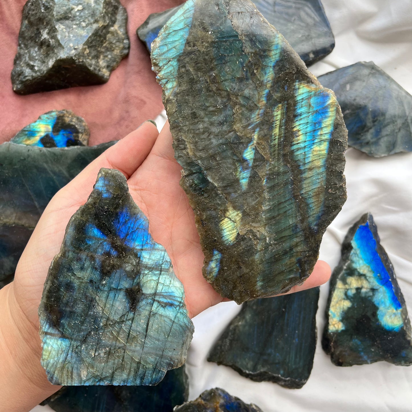 Half Polished Labradorite Slabs