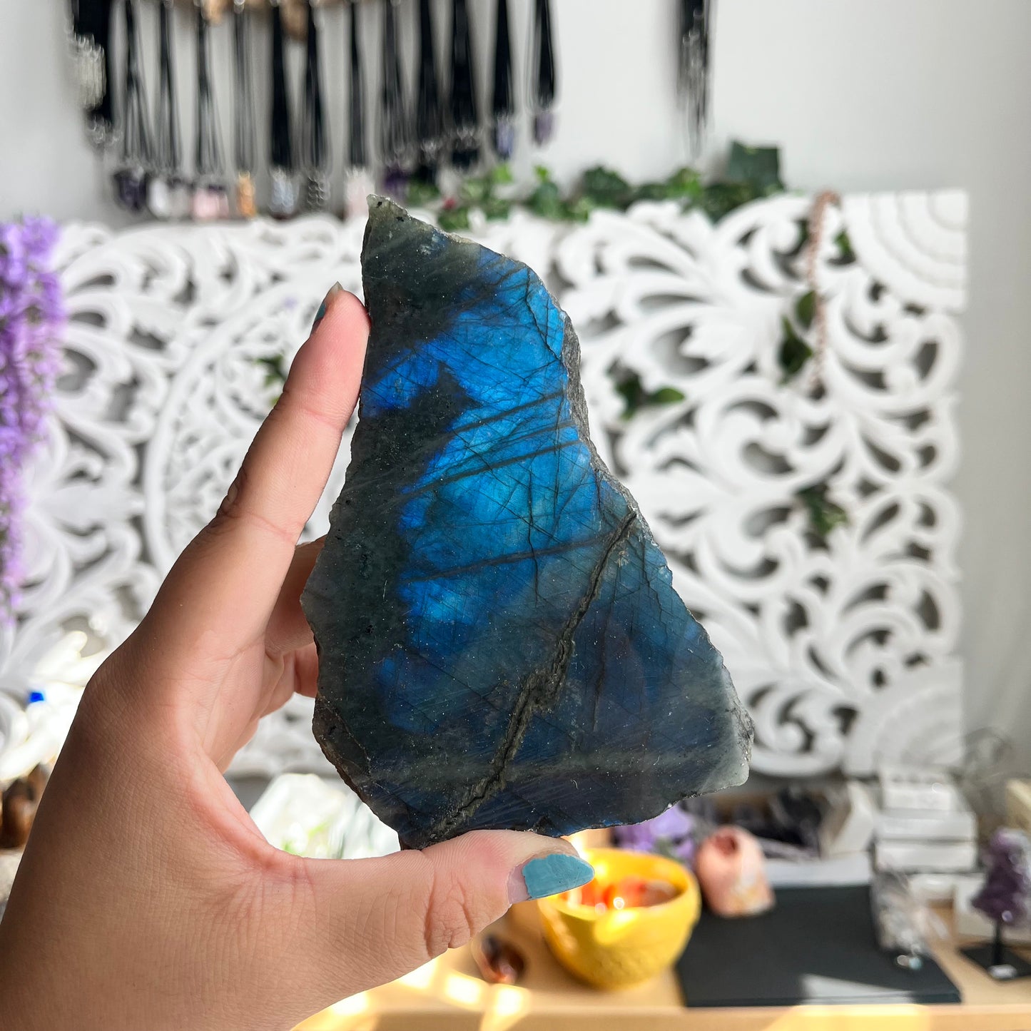 Half Polished Labradorite Slabs