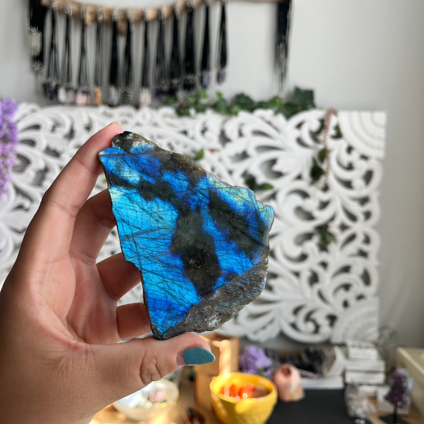 Half Polished Labradorite Slabs