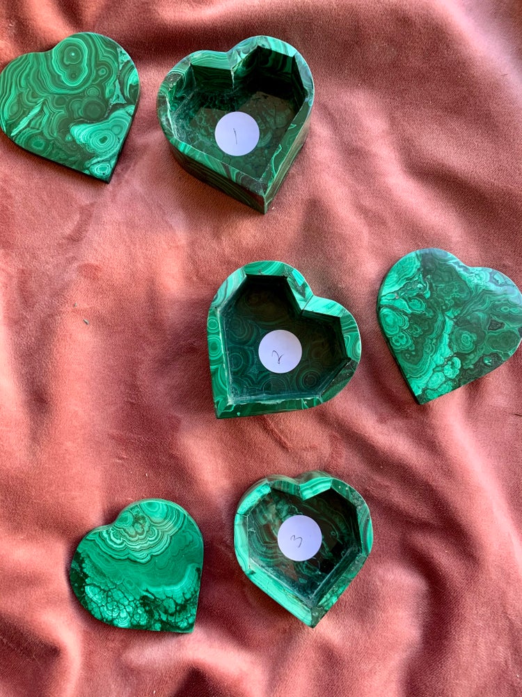 Large Heart shaped malachite box