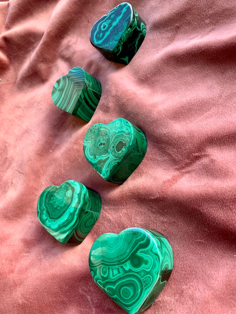 Mini heart shaped malachite box