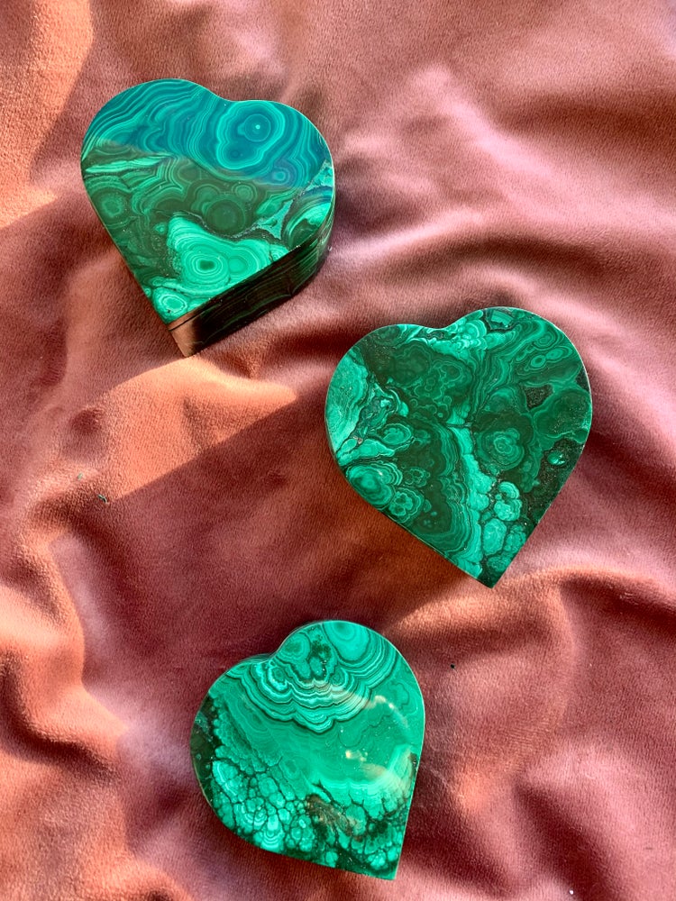 Large Heart shaped malachite box