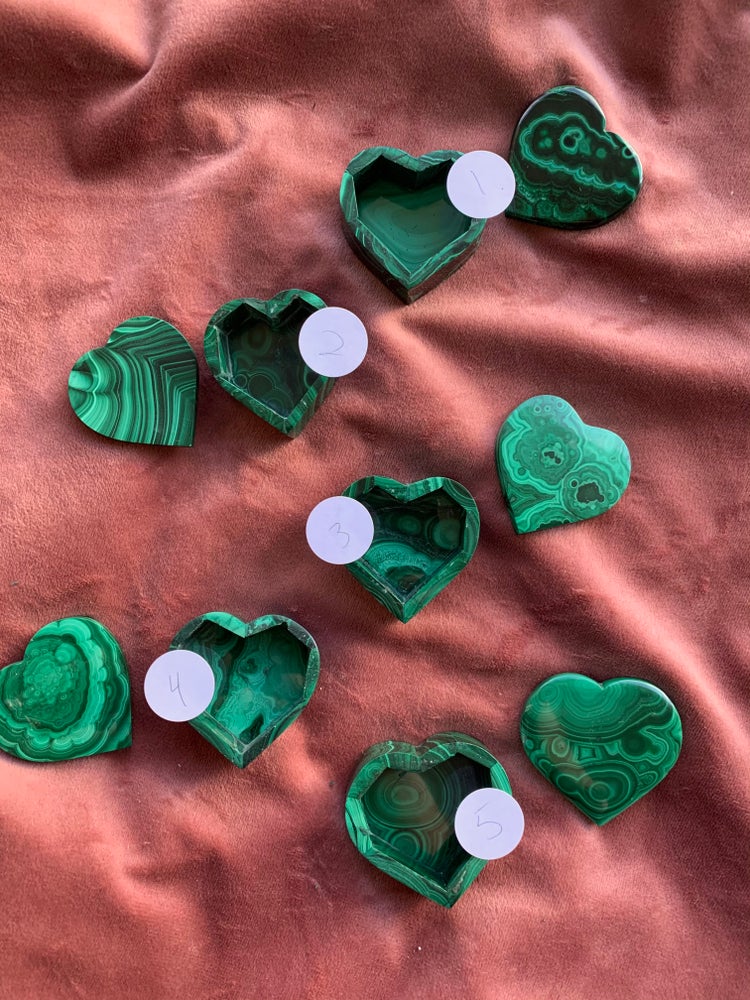 Mini heart shaped malachite box