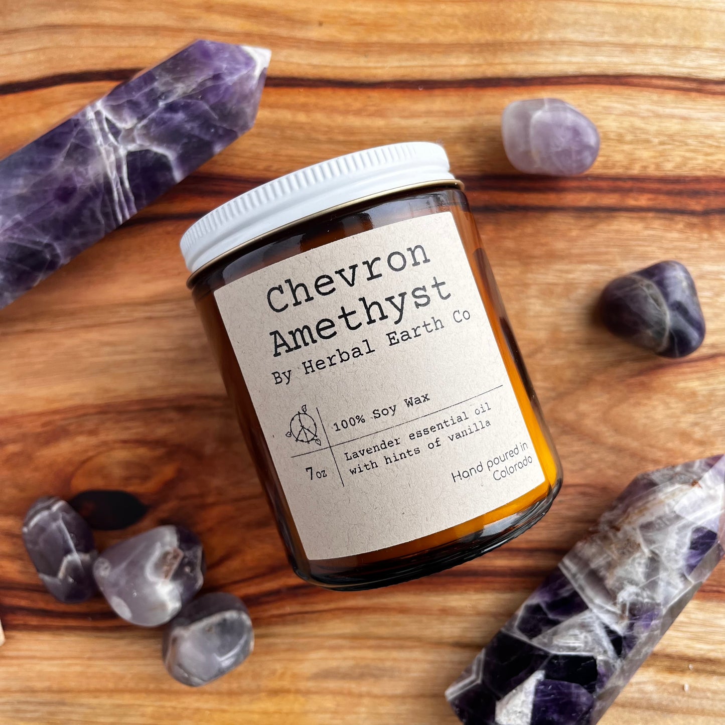 Chevron amethyst candle