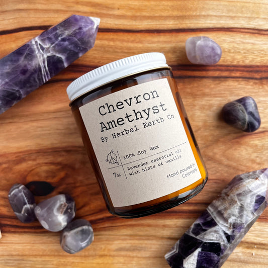 Chevron amethyst candle