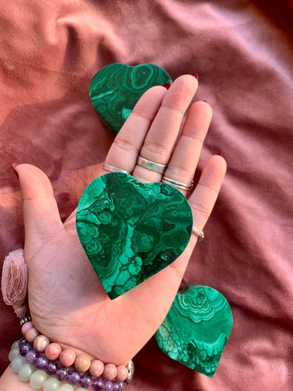 Large Heart shaped malachite box
